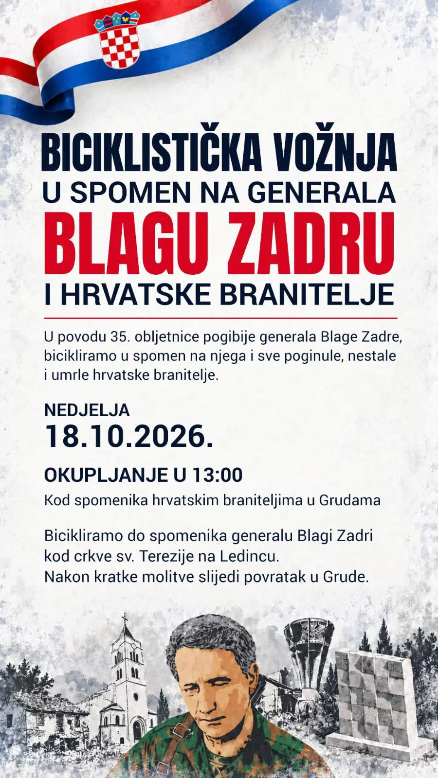 Biciklistička vožnja u spomen na generala Blagu Zadru i sve hrvatske branitelje