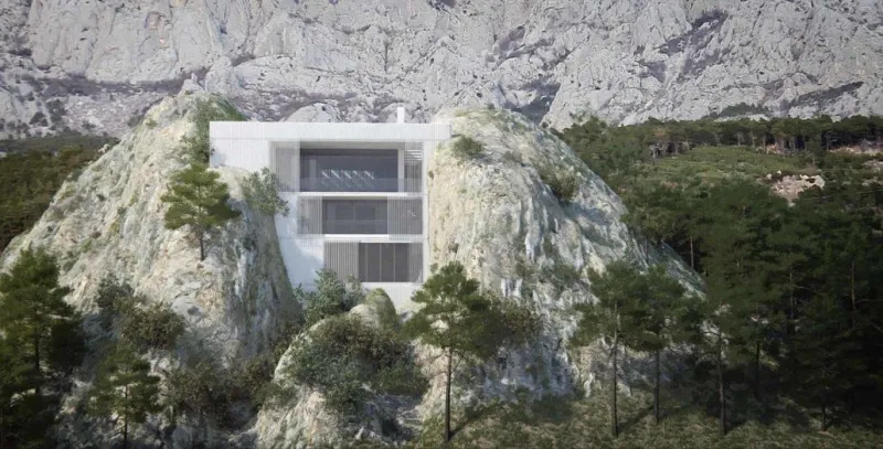 Villa Kuk kod Makarske doslovno uronjena u stijenu