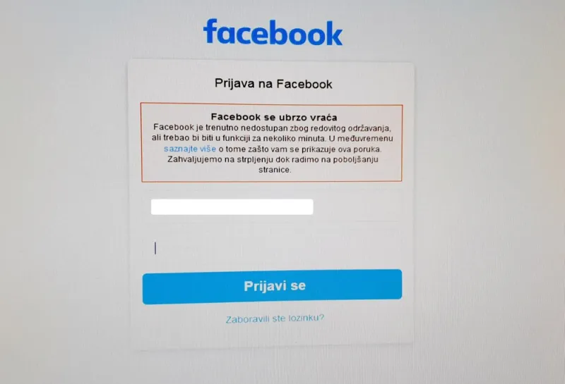 Ponovno problemi na Facebooku? Nekim korisnicima osvanula poruka ''ne radi zbog održavanja''