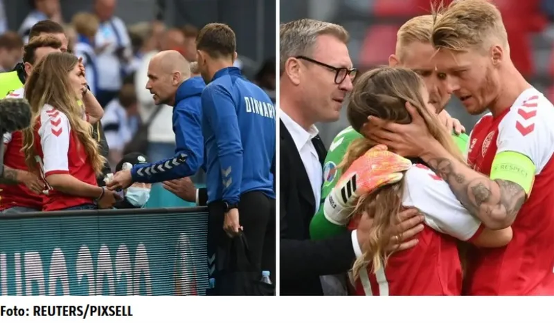 Eriksenova djevojka izvan sebe istrčala na teren, zaštitari ju zaustavili