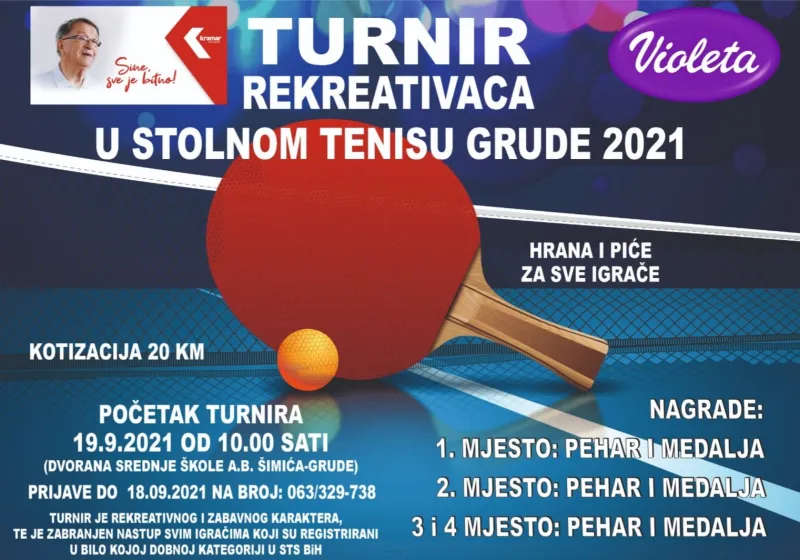 Prijavite se na turnir rekreativaca u stolnom tenisu Grude 2021.