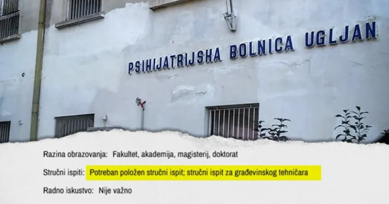 Bolnica u Hrvatskoj traži psihijatra, uvjet je položen ispit za građevinskog tehničara