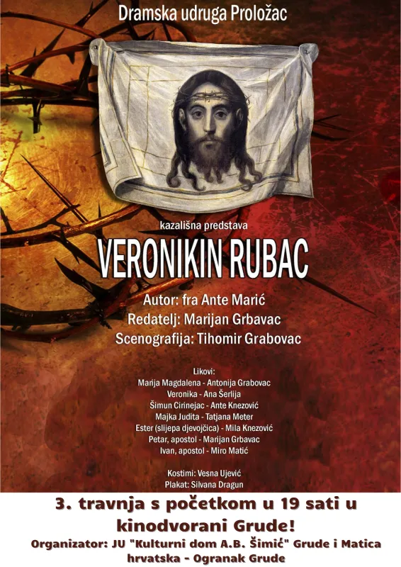 Kazališna predstava 'Veronikin rubac' večeras u Kinu Grude