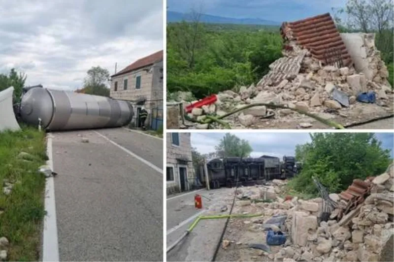 Drniš: Cisterna udarila u kapelicu i prevrnula se