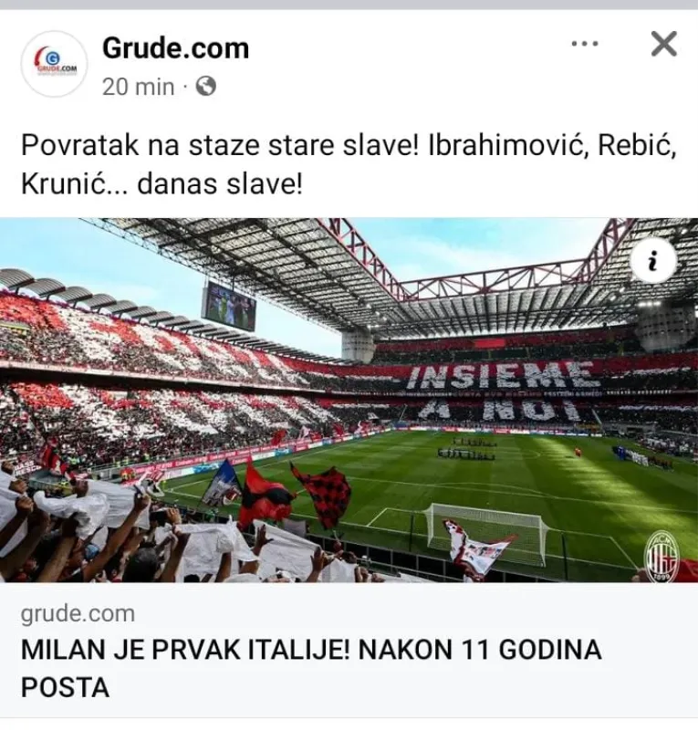 Milano večeras gori! Stigla titula 1