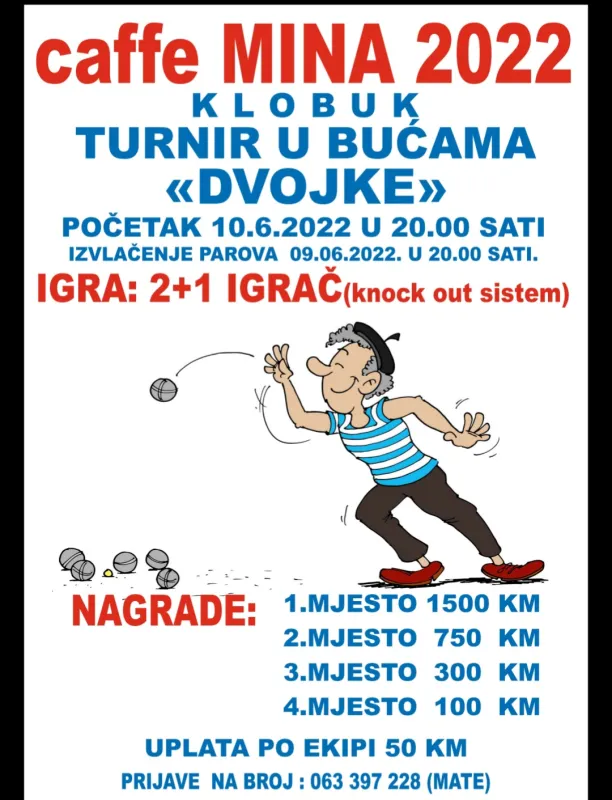 Prijavite ekipu na MINA turnir u bućama 2022
