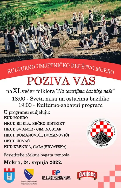 KUD Mokro organizira 11. kulturno-zabavnu manifestaciju ''Na temeljima bazilike naše''