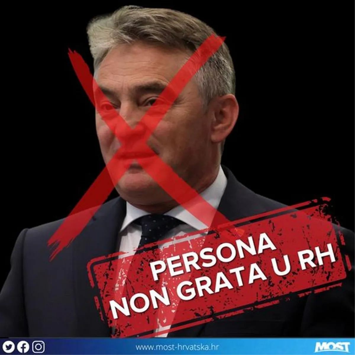 Most traži proglašenje Komšića ''personom non grata'' u Hrvatskoj