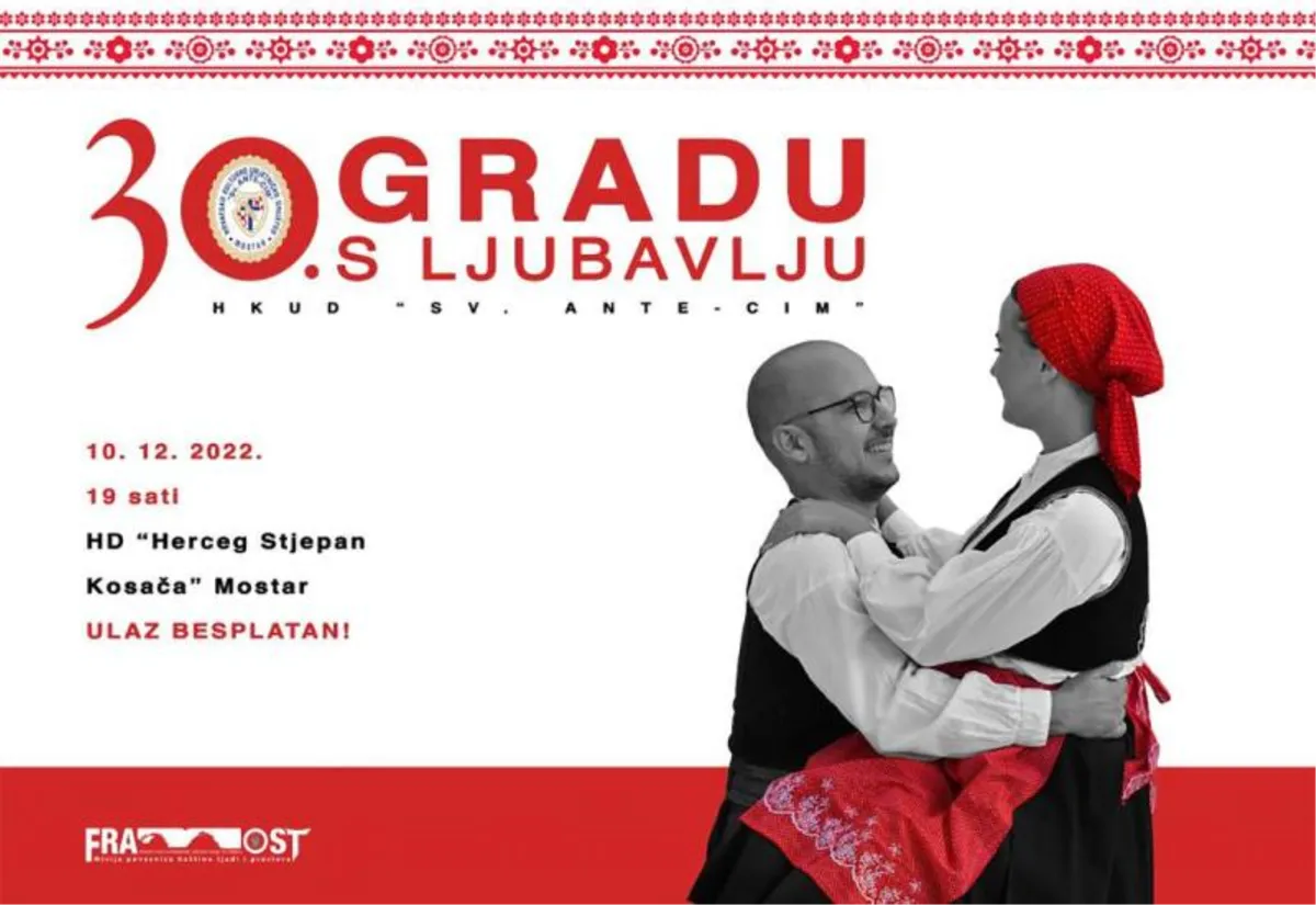 Jubilarni 30. božićni koncert 'Gradu s ljubavlju' u Mostaru 10. prosinca