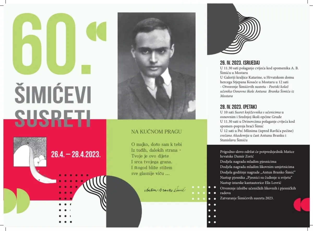 Detaljan program jubilarnih 60. Šimićevih susreta
