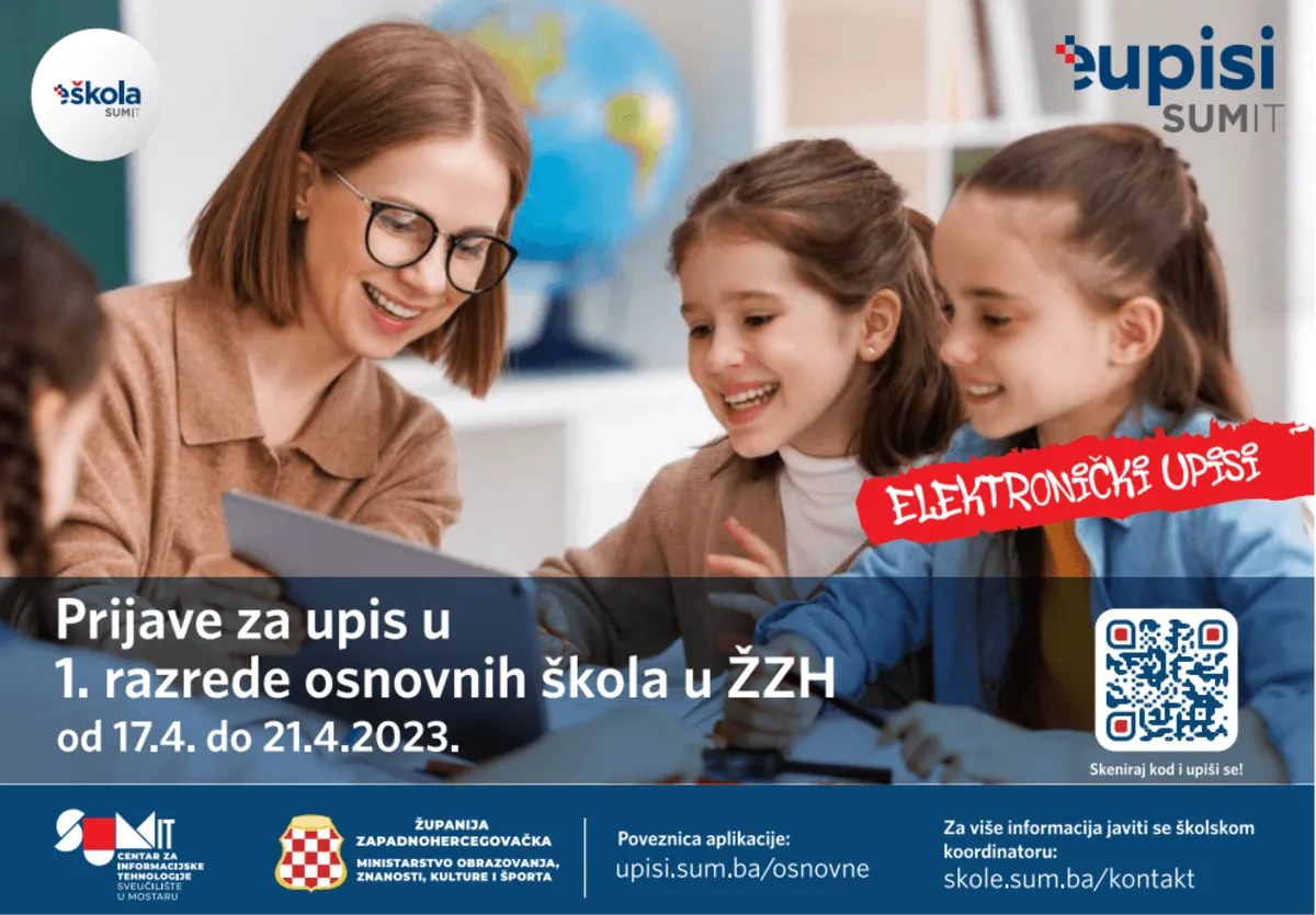 Od sada elektronski upisi u Osnovnu školu u ŽZH