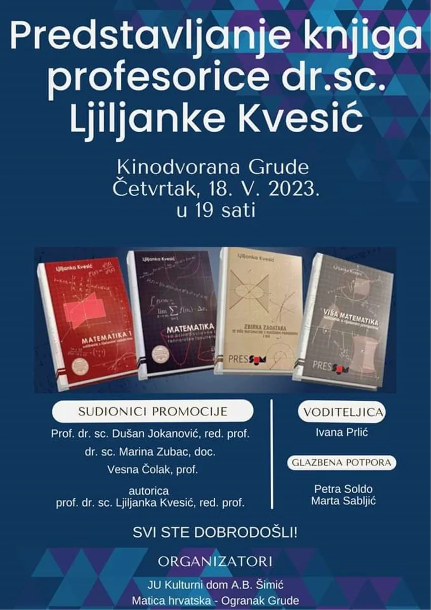 NAJAVA – Predstavljanje knjiga profesorice dr. sc. Ljiljanke Kvesić