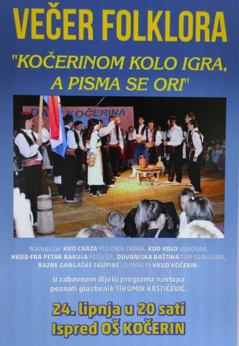 NAJAVA: Večer folklora na Kočerinu