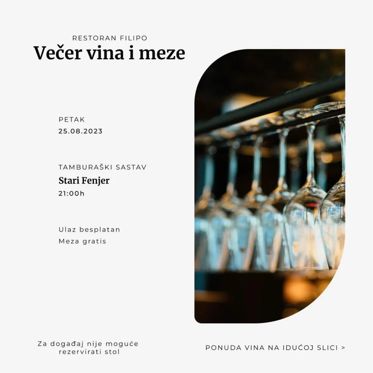 Večer vina i meze, uz glazbu uživo, u petak u restoranu Filipo Grude 1