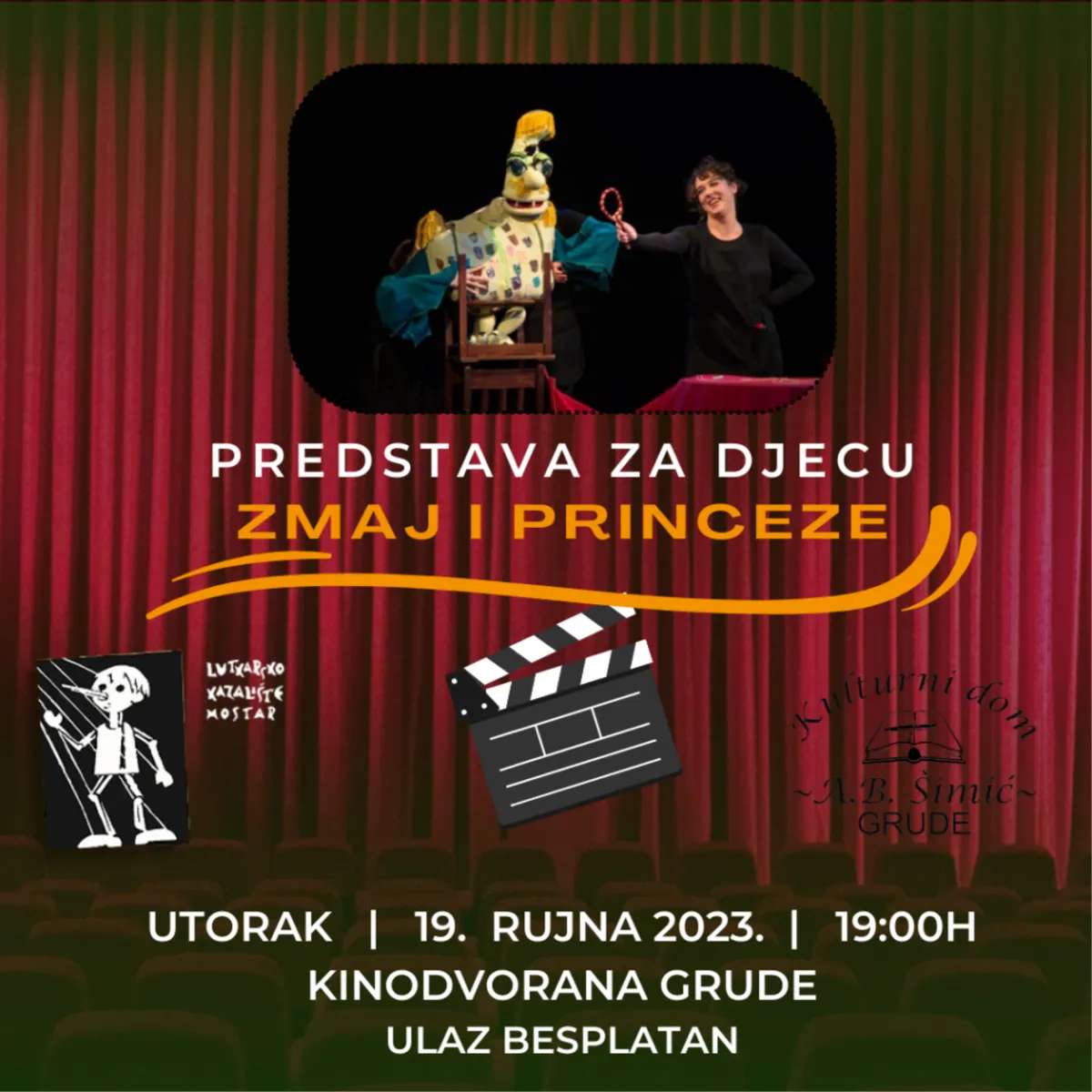 NAJAVA – Predstava za djecu ''Zmaj i princeze'' u izvedbi Lutkarskog kazališta Mostar