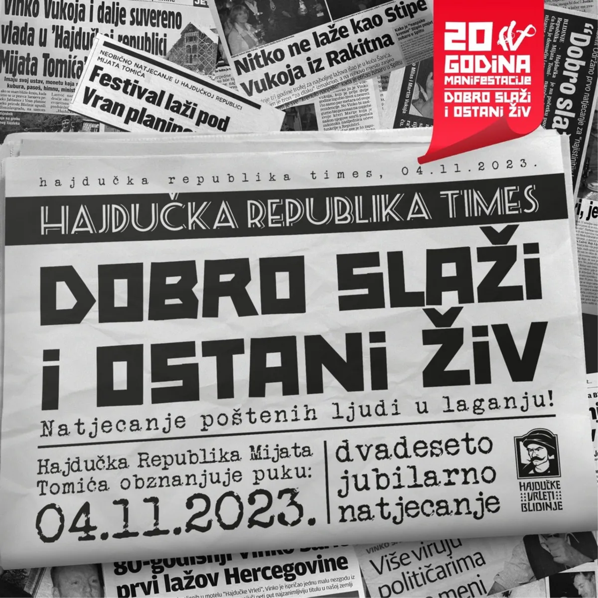 20. jubilarno natjecanje poštenih ljudi u laganju 'DOBRO SLAŽI I OSTANI ŽIV'