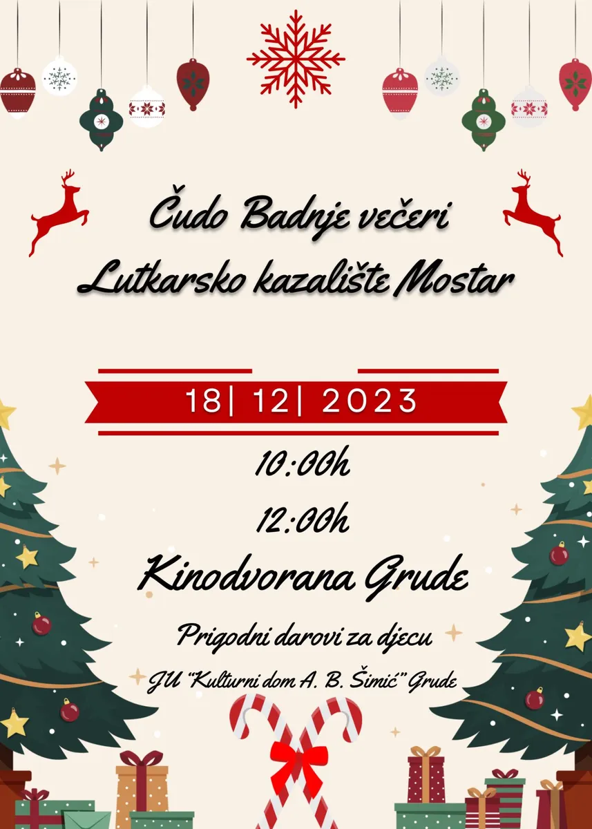 Lutkarsko kazalište Mostar djeci u Grudama donosi ''ČUDO BADNJE VEČERI''