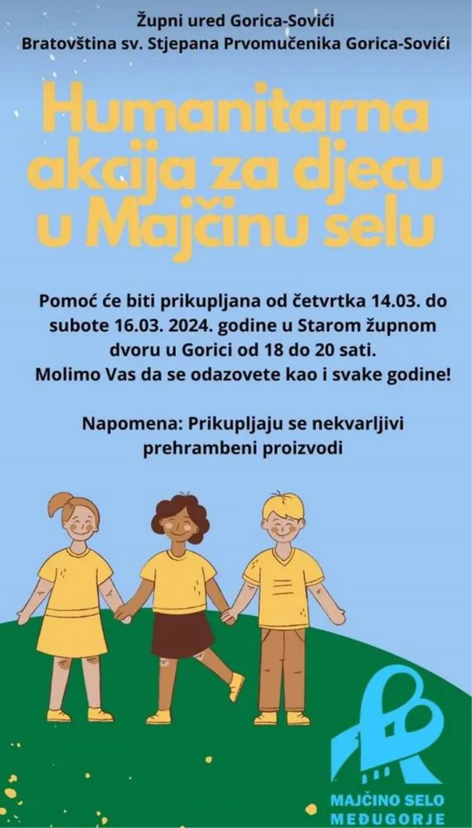 Počela Korizmena humanitarna akcija za djecu u Majčinu selu