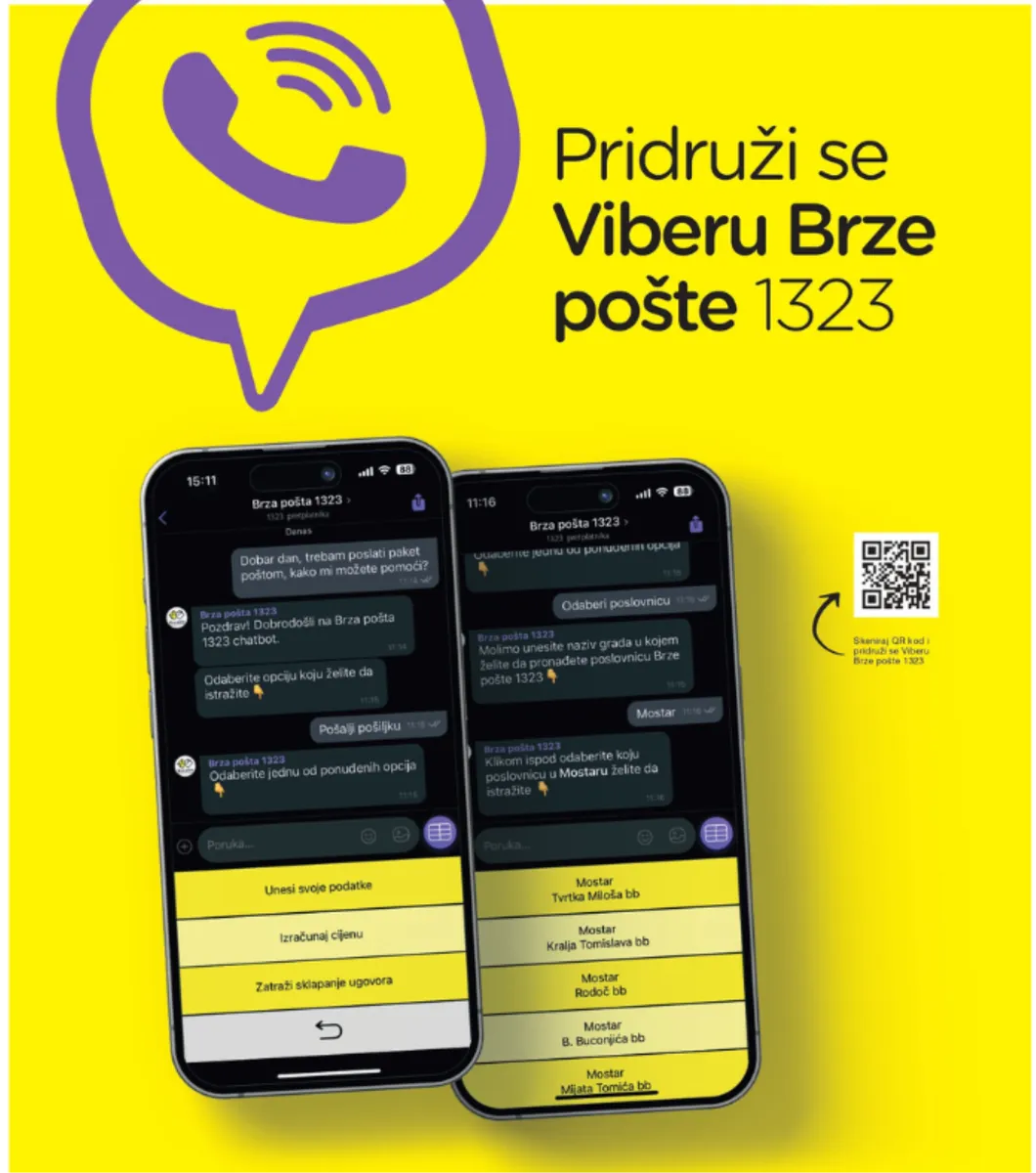 Pridruži se Viber platformi Brza Pošta 1323