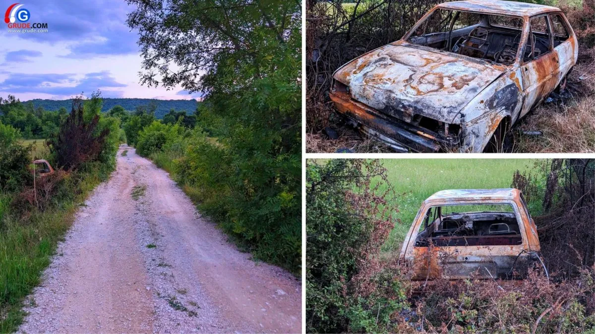 FOTO: Izgorjelo auto u Grudama