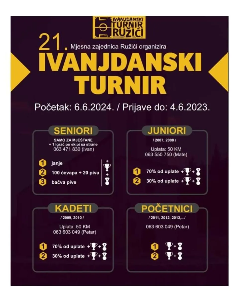 Bogat program na XXI. Ivandanjskom turniru Ružići 2024. 1