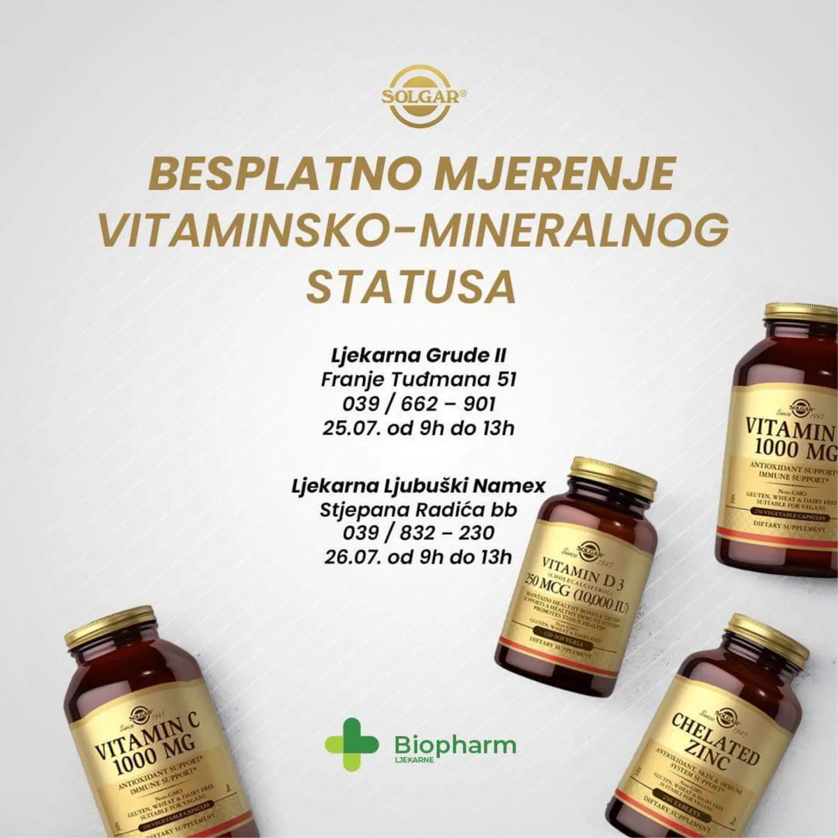 Grude: Besplatno mjerenje vitaminsko - mineralnog statusa organizama