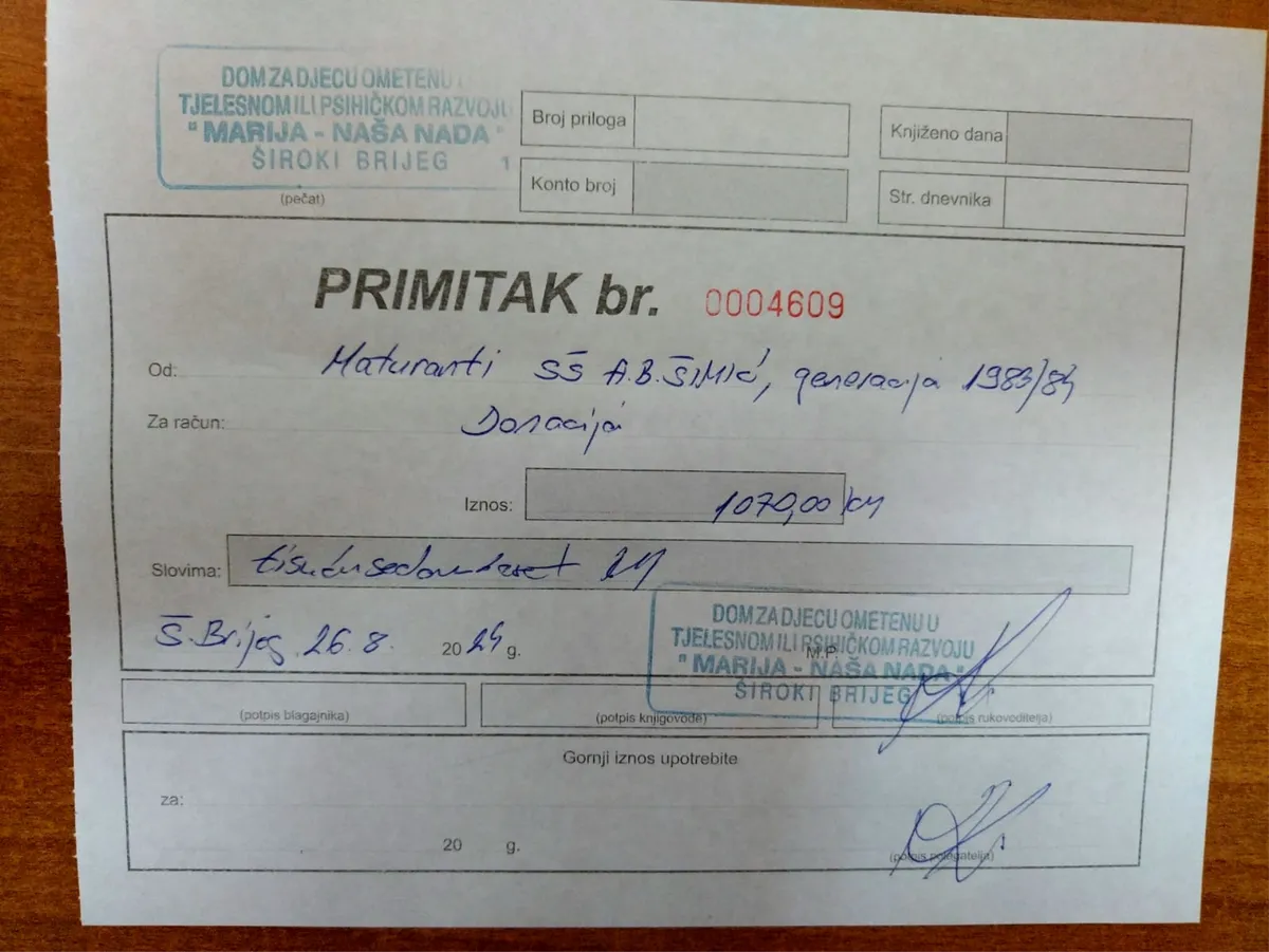 Gruđani na 40. obljetnici mature donirali preko 1000 KM ustanovi Marija naša nada 1