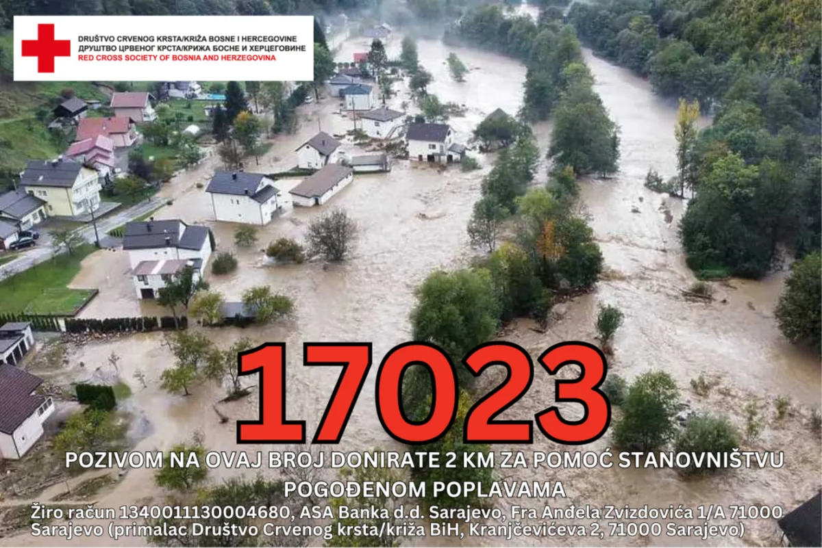 Pozivom na humanitarni broj 17023 pomoć stanovništvu pogođenom poplavama u BiH