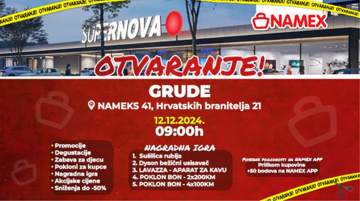 Namex od 12. 12. otvara svoja vrata u sklopu Supernova centra u Grudama! Pripremljen bogat program dobrodošlice