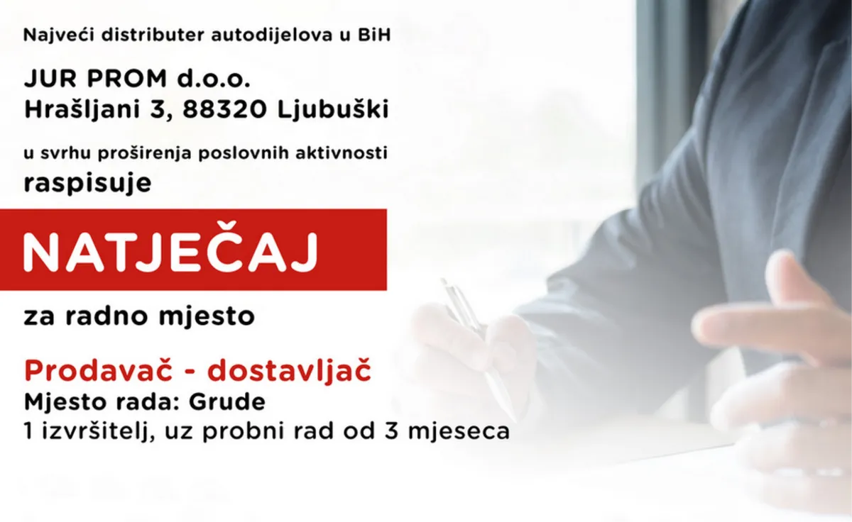 Jurprom raspisao natječaj za poslovnicu u Grudama