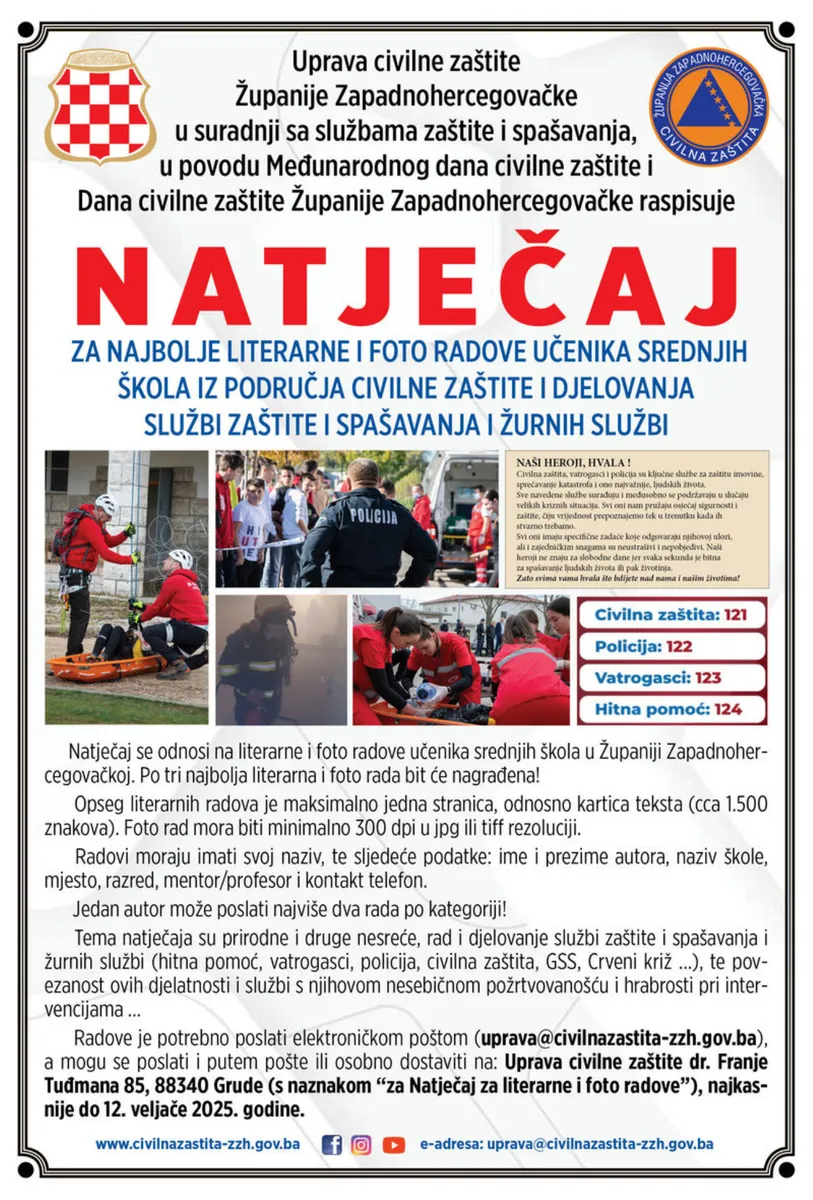 Raspisan natječaj za najbolje literarne i foto radove učenika srednjih škola iz područja civilne zaštite 1