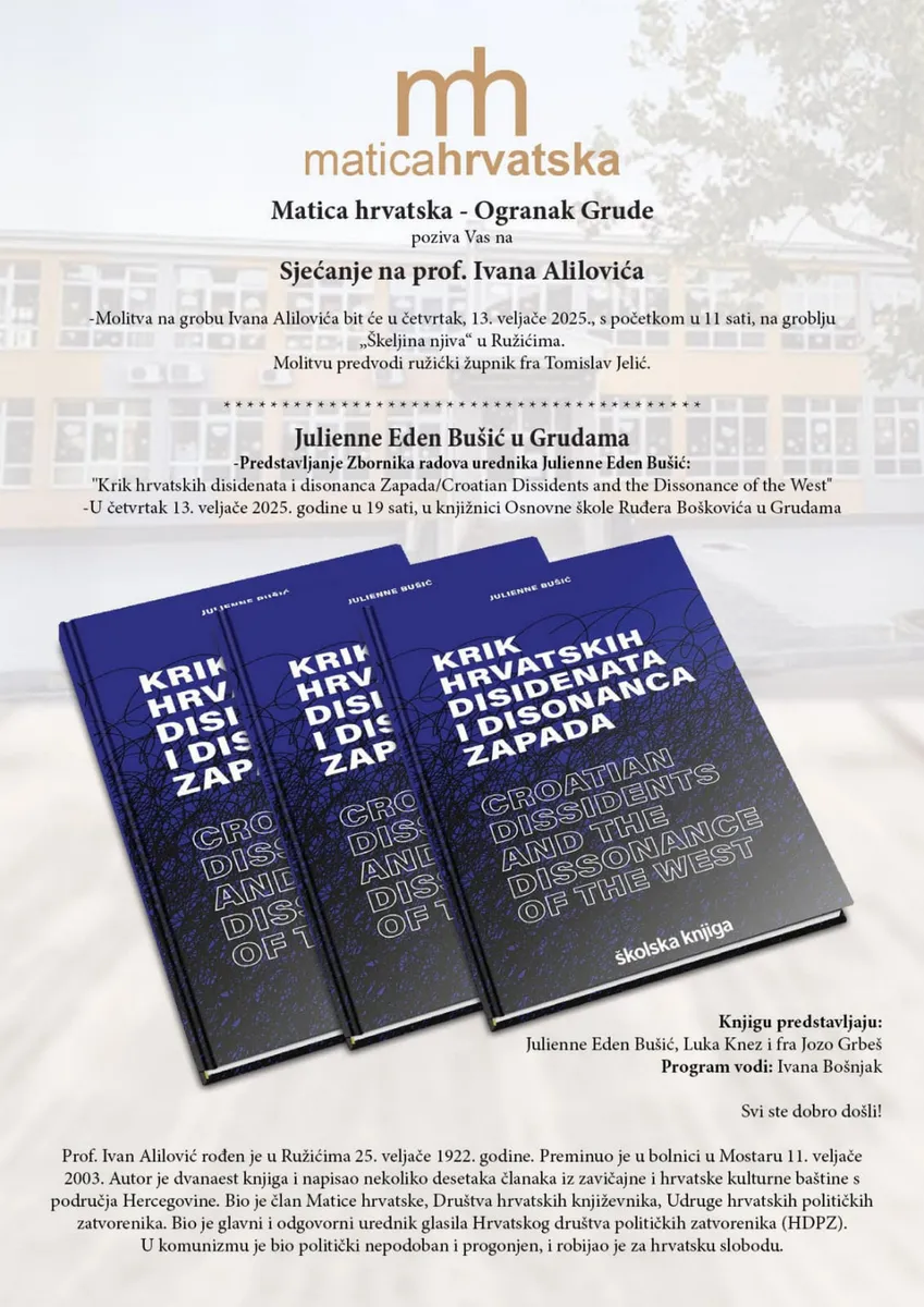 Sjećanje na prof. Ivana Alilovića i predstavljane Zbornika radova Julienne Eden Bušić 1