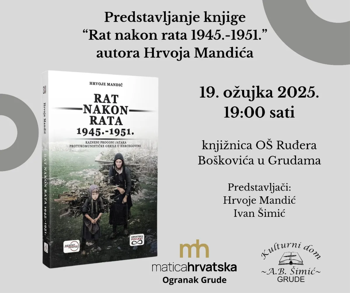 Hrvoje Mandić u Grudama predstavlja knjigu ''Rat nakon rata 1945.–1951.'' 1