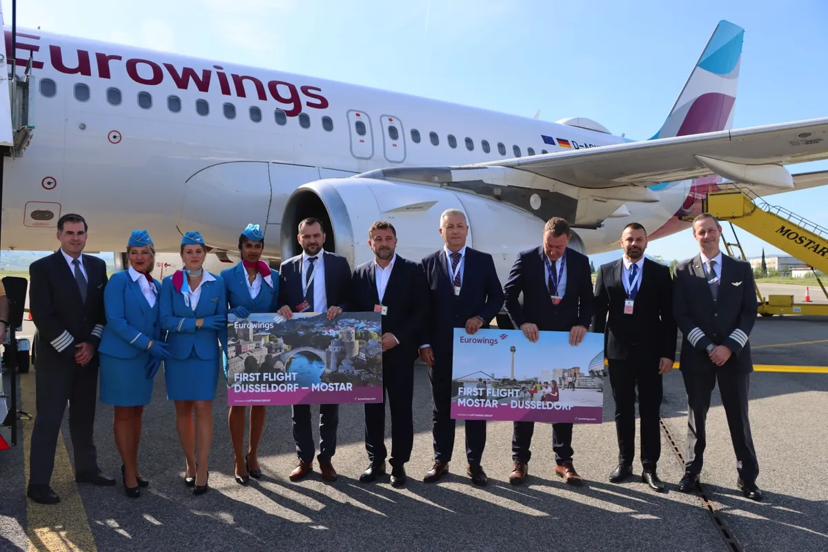 Prvi avion pun putnika iz Düsseldorfa sletio u Mostar FOTO