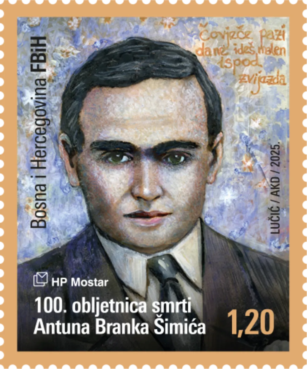 A. B. Šimić na prigodnoj marki HP Mostar 1