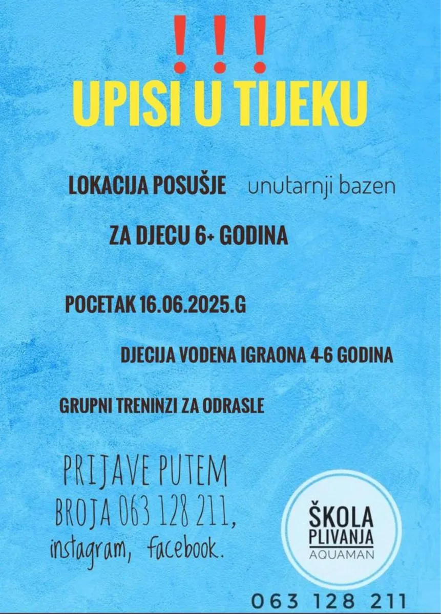 Škola plivanja Aquaman vrši upise 1