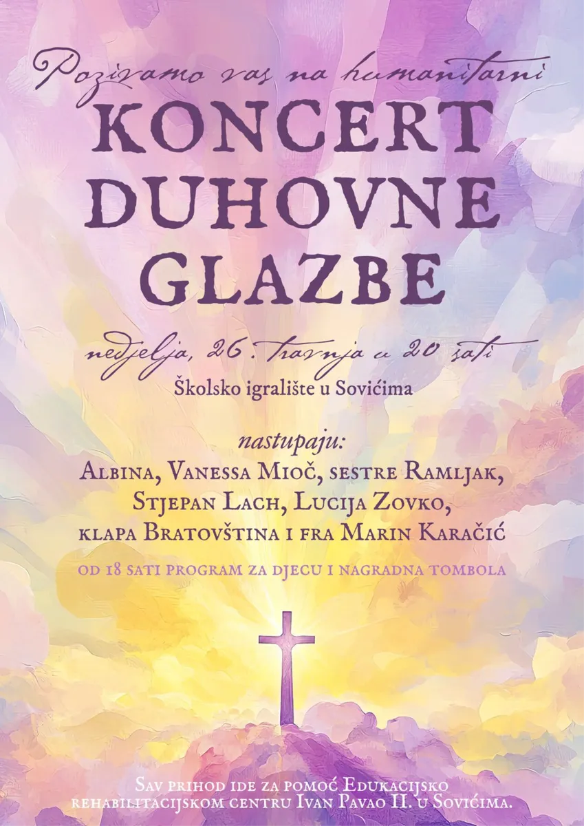 Najveća imena duhovne glazbe stižu na humanitarni koncert u Soviće