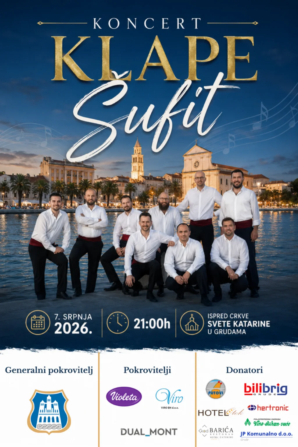 Klapa Šufit stiže u Grude! Očekuje nas spektakl ispred Kamene ljepotice!