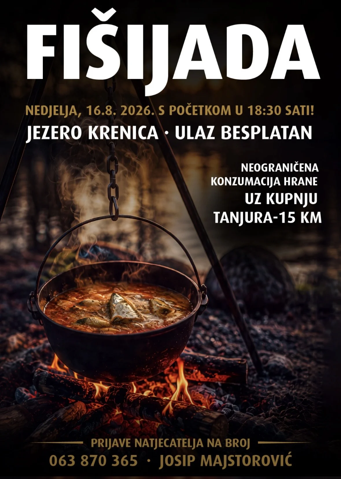 Večeras na Krenici: Fišijada donosi miris kotlića, dobru hranu i druženje