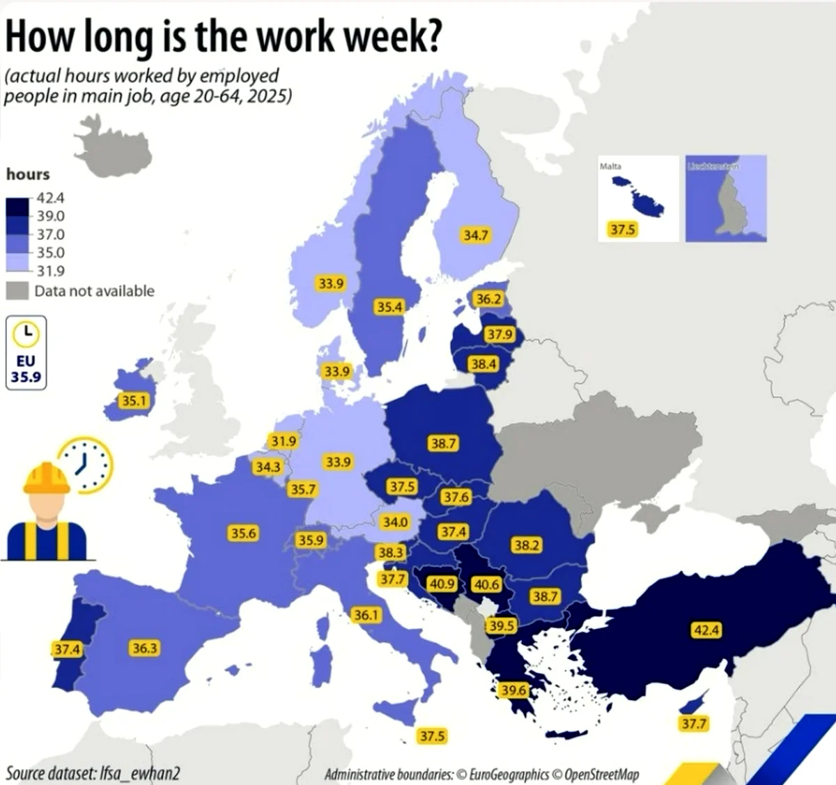 Evo koliko se tjedno radi u Europi. Jedna država samo 32 sata i najbogatija je u Europi