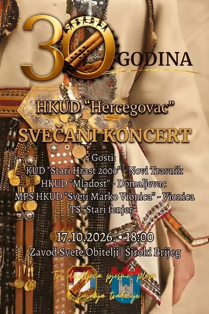 HKUD Hercegovac obilježava 30 godina djelovanja svečanim koncertom